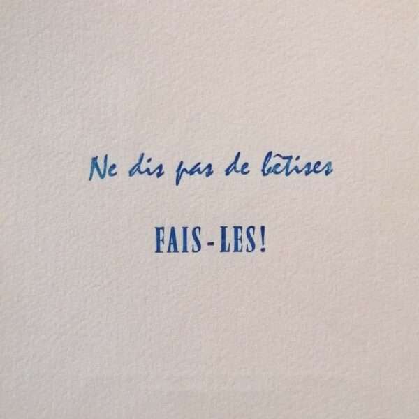 Carte Postale "Ne dis pas de bêtises, Fais-les !"