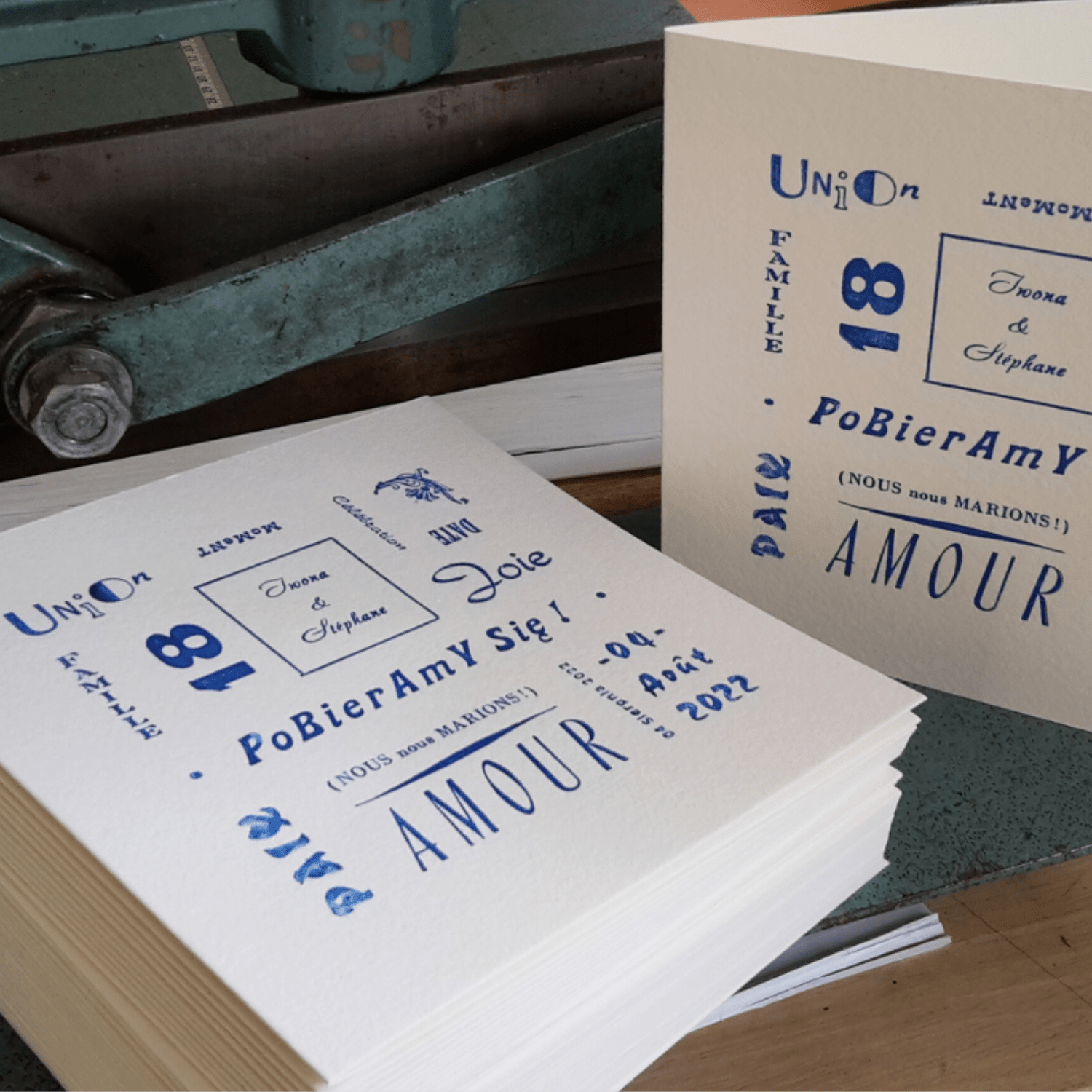 Faire part de mariage impression typographique sur papier d'Art